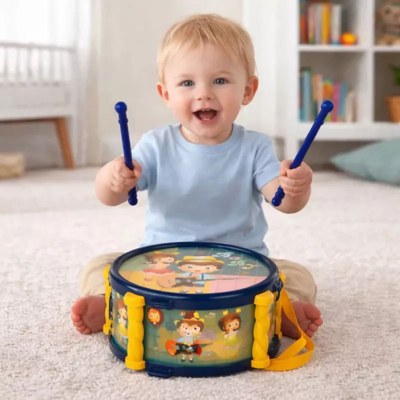 LEAN TOYS Musical Instrument Set for Children: Drum, Trumpet, Rattles, Sticks