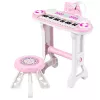 LEAN TOYS Electronic Piano Organ for Children with Stool, Microphone, MP3 - Pink