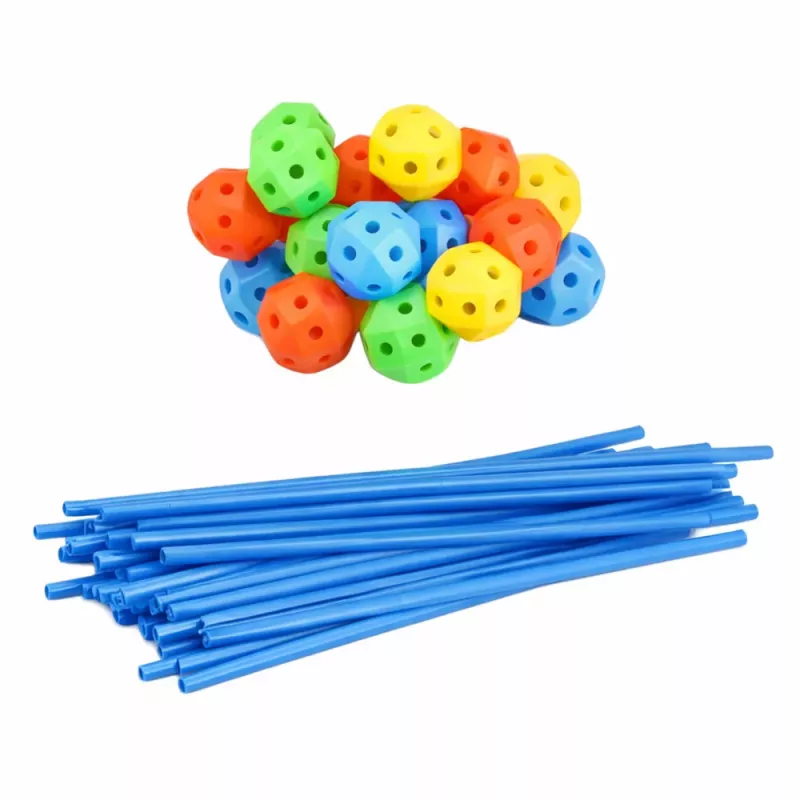 LEAN TOYS Creative Set of Construction Tubes for Spatial Building 340 pcs.