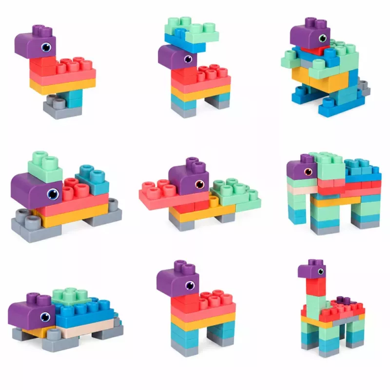 LEAN TOYS Soft Sensory Construction Blocks in a Bag for Children, Colorful, 30 pcs.