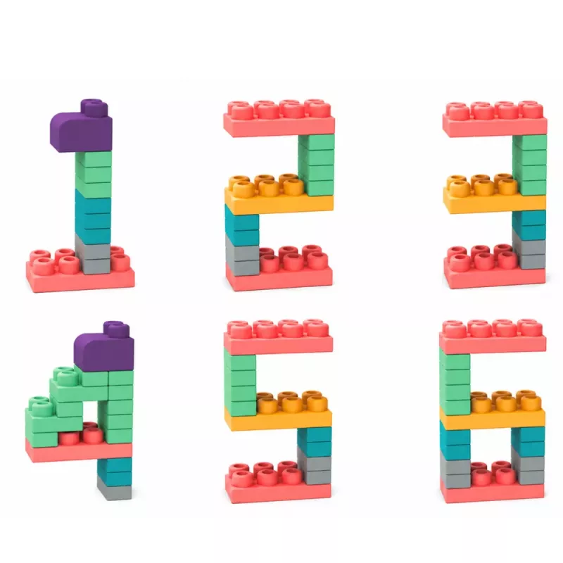 LEAN TOYS Soft Sensory Construction Blocks in a Bag for Children, Colorful, 30 pcs.