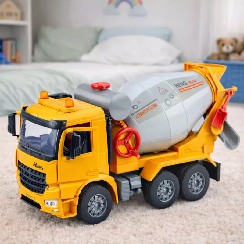LEAN TOYS Construction Truck Concrete Mixer Rotating Drum Lights Sounds