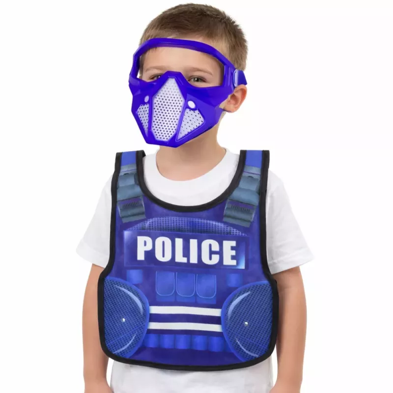LEAN TOYS Police Set Vest Rifle Mask Walkie-talkie Accessories