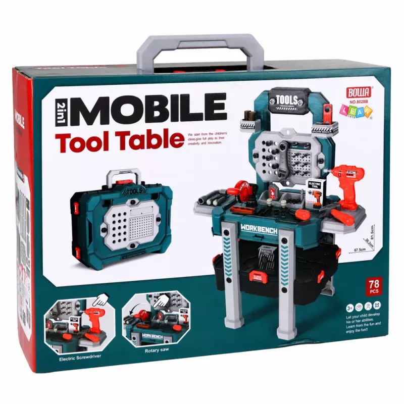 LEAN TOYS DIY Set 2-in-1 Tool Table Suitcase Workshop Screwdriver 78 pcs.