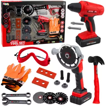 LEAN TOYS Large Tool Set for Children Battery-Operated Screwdriver Grinder 28 pcs.