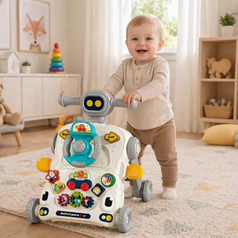 LEAN TOYS Interactive Educational Bike, Pusher, Table, Scooter 5 in 1 Gray