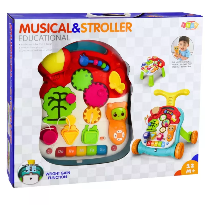 LEAN TOYS Educational Walker Pusher Table Interactive Panel 5 in 1 Multicolor