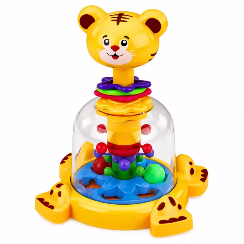 LEAN TOYS Interactive Tiger Cat Spinning Top with Spinning Balls for Babies