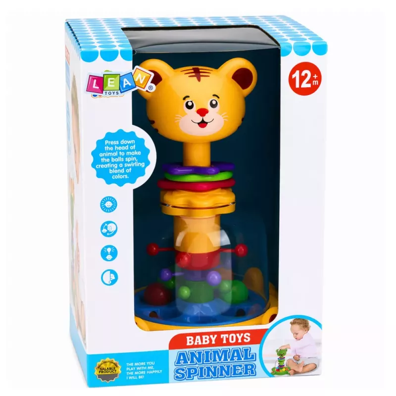 LEAN TOYS Interactive Tiger Cat Spinning Top with Spinning Balls for Babies