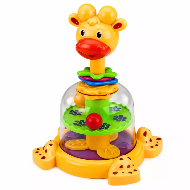 LEAN TOYS Interactive Giraffe Spinning Top with Spinning Balls for Babies