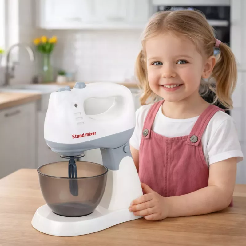 LEAN TOYS Children's Kitchen Robot with Stand and Bowl, Lights and Sounds