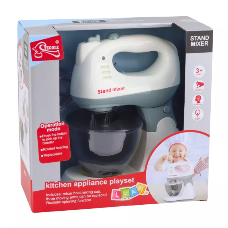 LEAN TOYS Children's Kitchen Robot with Stand and Bowl, Lights and Sounds