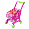 LEAN TOYS Large Shopping Cart For Children Grocery Products Pink 52cm 46 pcs