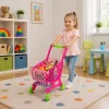 LEAN TOYS Large Shopping Cart For Children Grocery Products Pink 52cm 46 pcs