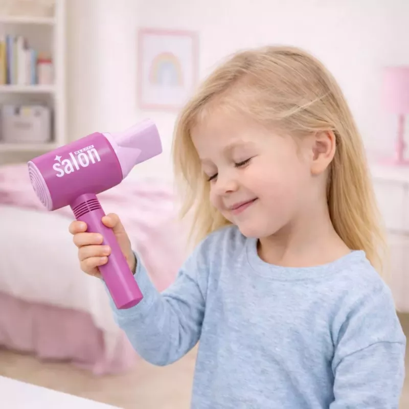 LEAN TOYS Children's Hairdressing Salon Set - Toy Hairdryer, Mirror, Comb & Accessories - Pretend Play Beauty Set for Kids 3+