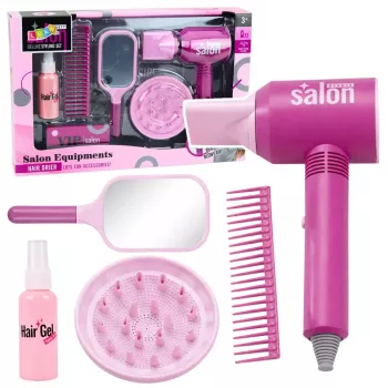 LEAN TOYS Children's Hairdressing Salon Set - Toy Hairdryer, Mirror, Comb & Accessories - Pretend Play Beauty Set for Kids 3+
