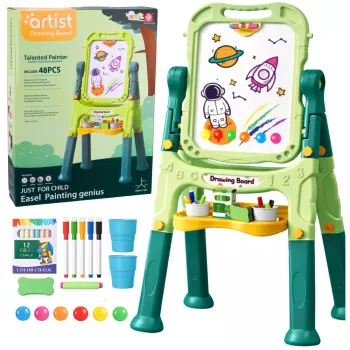 LEAN TOYS Double-sided Magnetic Dry-Erase Chalk Board with Magnets and Chalks, 48 pcs.