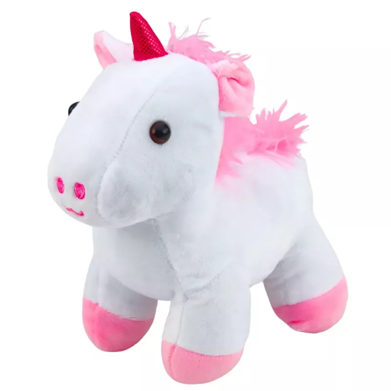 LEAN TOYS Plush Toy Unicorn in a Bag, White, 25cm