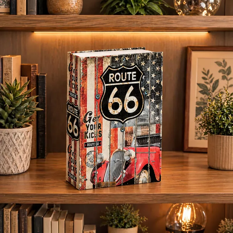 LEAN TOYS Book Safe With Key Small Cash Box Route 66