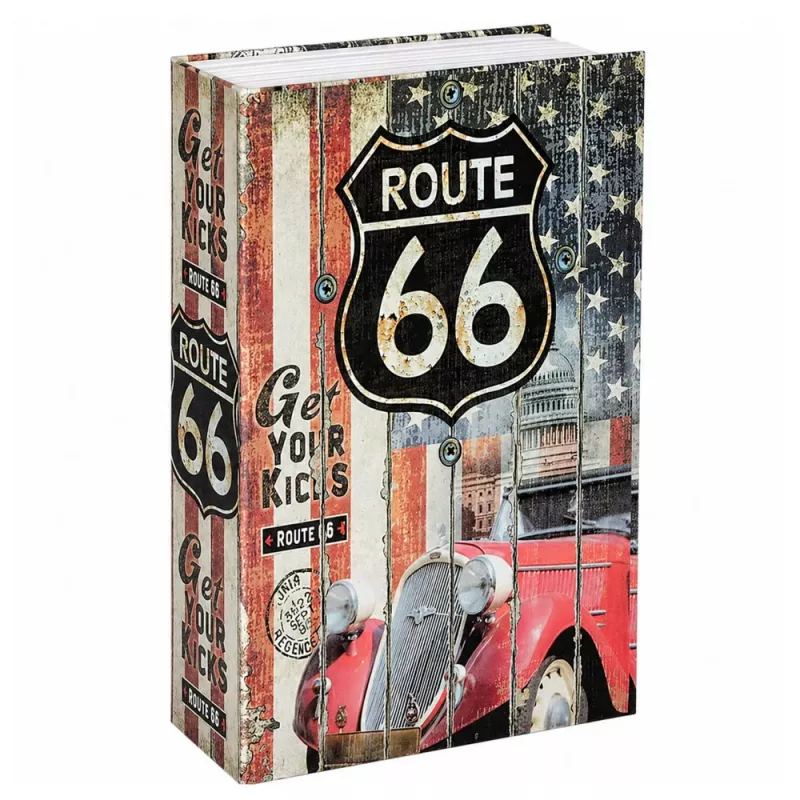 LEAN TOYS Book Safe with Key Small Cash Box Route 66 Large