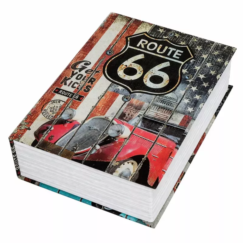 LEAN TOYS Book Safe with Key Small Cash Box Route 66 Large