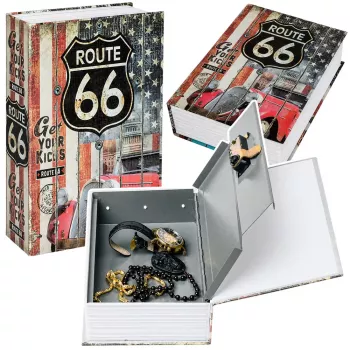 LEAN TOYS Book Safe with Key Small Cash Box Route 66 Large