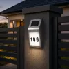 LEAN Solar LED Wall Lamp with House Number Illumination Stainless Steel