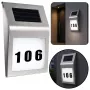 LEAN Solar LED Wall Lamp with House Number Illumination Stainless Steel