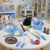 LEAN TOYS Kitchen Utensils Set Pots Frying Pan Kettle Accessories Blue 32 pcs.