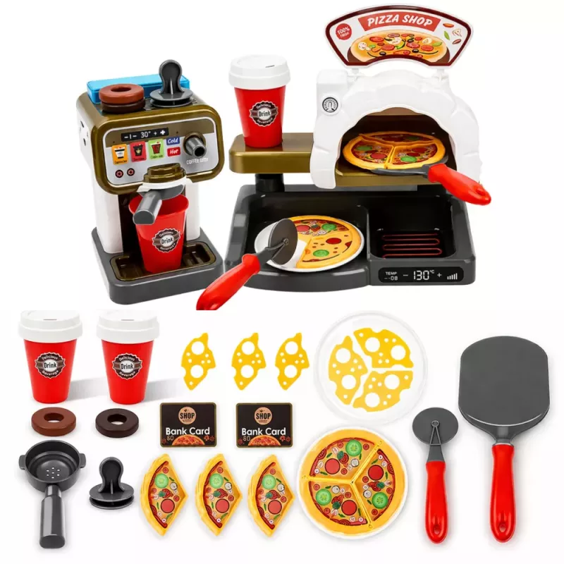 LEAN TOYS Pizzeria Set Pizza Oven Coffee Maker Accessories Shop