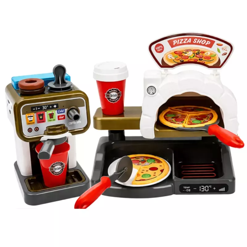 LEAN TOYS Pizzeria Set Pizza Oven Coffee Maker Accessories Shop