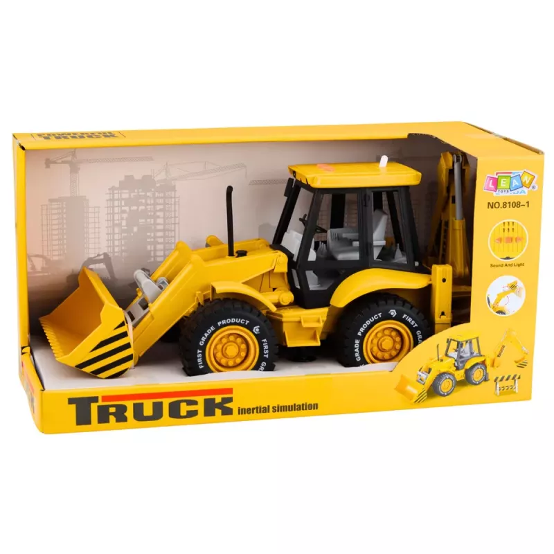 LEAN TOYS Construction Excavator Loader Bulldozer with Drive, Lights, Sounds - Yellow