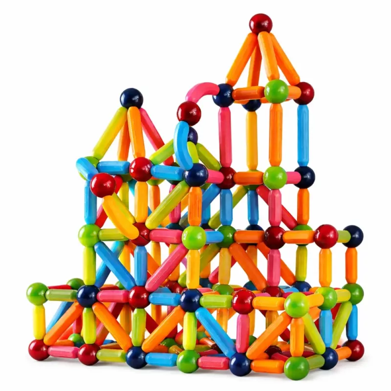 LEAN TOYS Set of Magnetic Construction Sticks Creative Colorful 166 pcs.