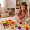 LEAN TOYS Wooden Fruit Chopping Set Magnetic Safe Knife Board