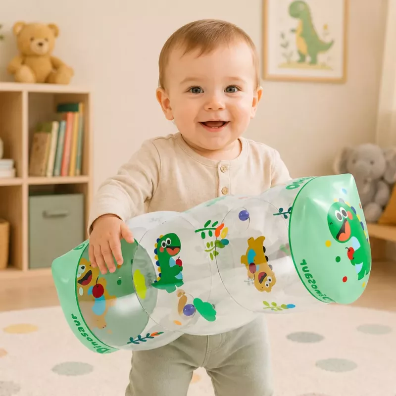 LEAN TOYS Inflatable Roller for Crawling for Toddlers Dinosaur 51 x 22cm