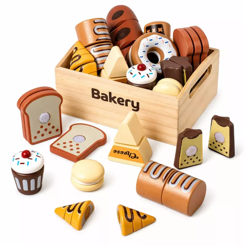 LEAN TOYS Wooden Mini Bakery Set of Bread with Velcro in a Box 10 pcs.