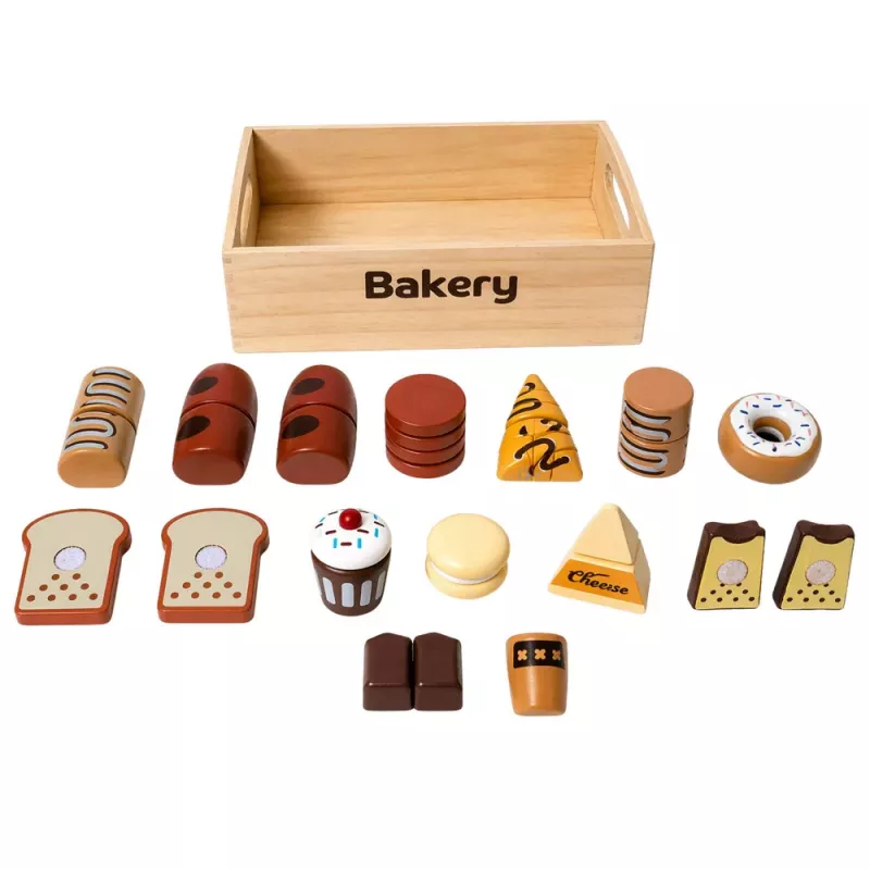 LEAN TOYS Wooden Mini Bakery Set of Bread with Velcro in a Box 10 pcs.