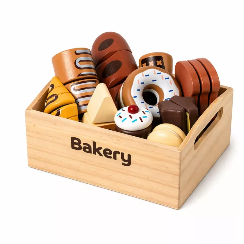 LEAN TOYS Wooden Mini Bakery Set of Bread with Velcro in a Box 10 pcs.