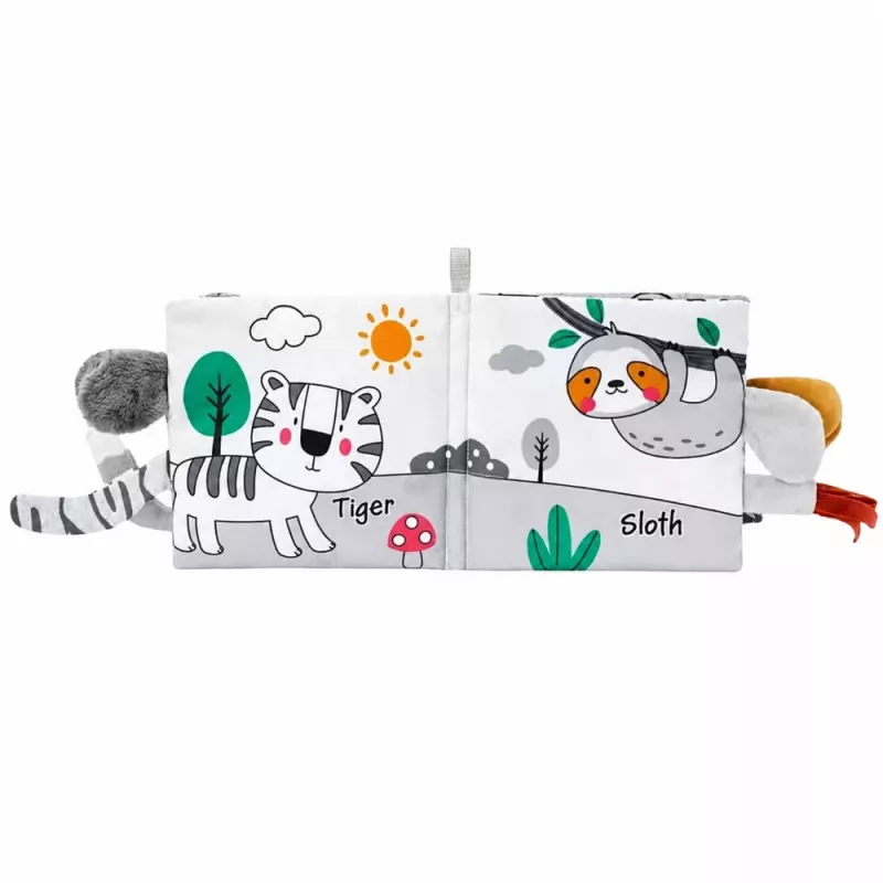 LEAN TOYS Soft Sensory Book with a Rustling and Squeaking Elephant, Gray