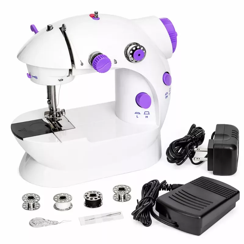 LEAN Mini Sewing Machine LED Light Portable 2 Modes Accessories Foot Pedal