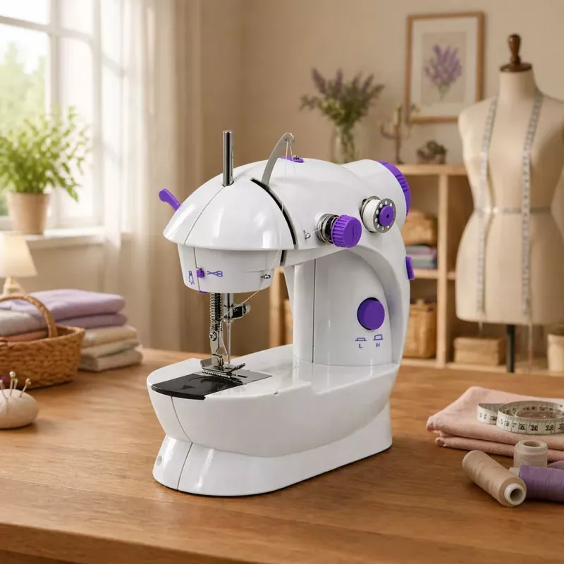 LEAN Mini Sewing Machine LED Light Portable 2 Modes Accessories Foot Pedal
