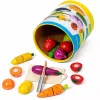 LEAN TOYS Wooden Fruit Vegetable Chopping Board Safety Knife Bucket Set 13 pcs