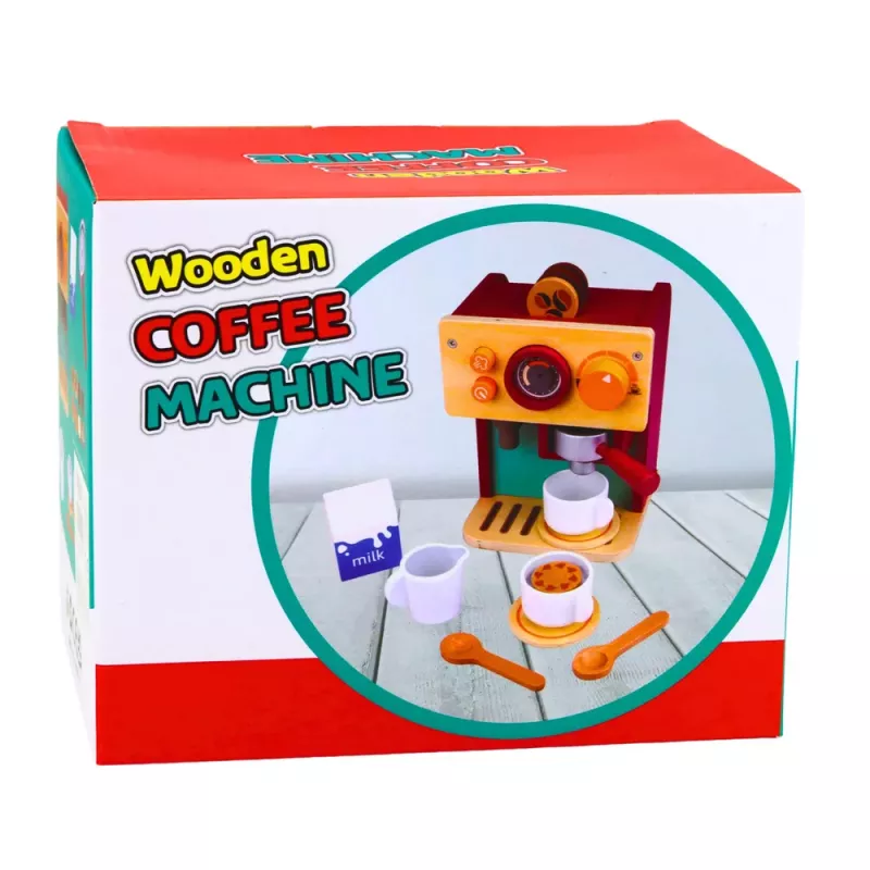 LEAN TOYS Wooden Coffee Maker Set Small Barista Cups Accessories