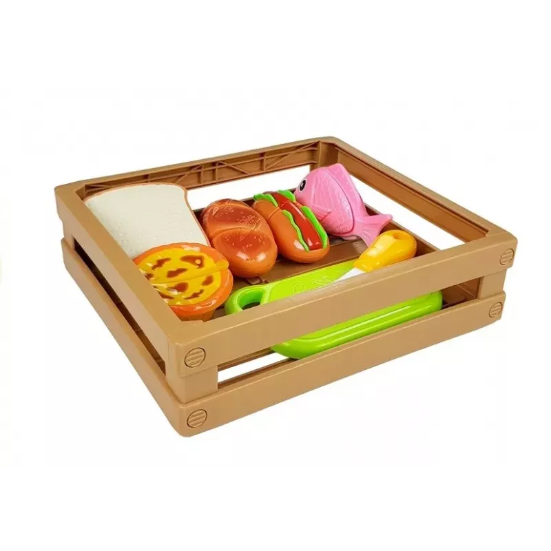 LEAN TOYS Hot-Dog Set for Cutting Ingredients in a Basket