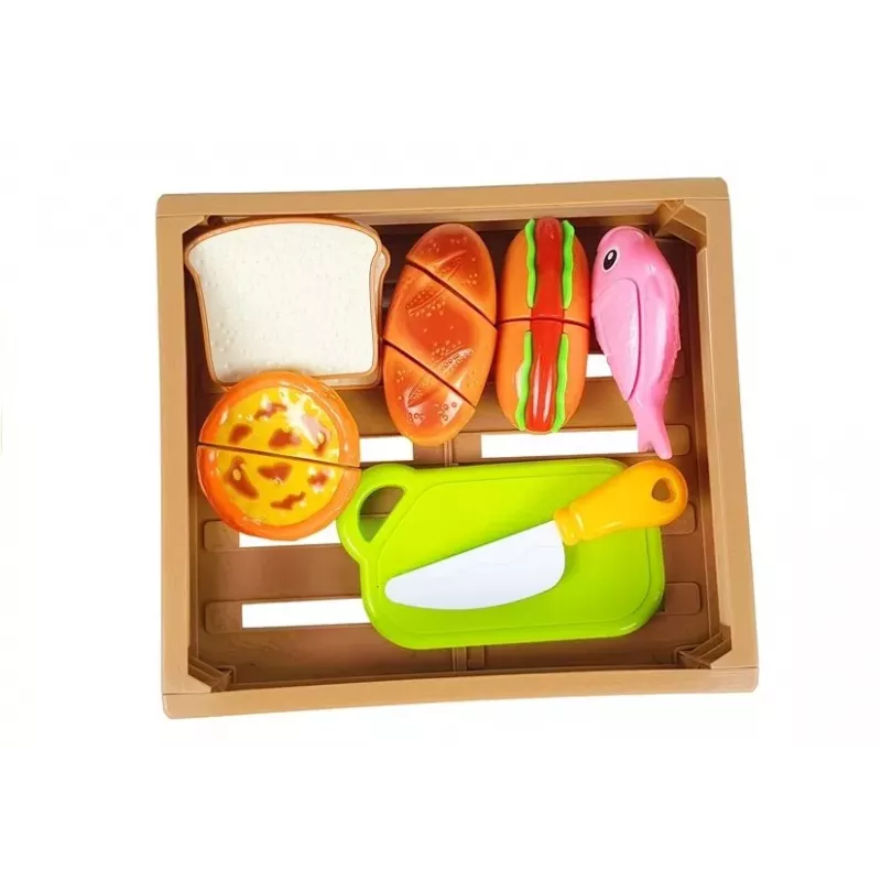 LEAN TOYS Hot-Dog Set for Cutting Ingredients in a Basket