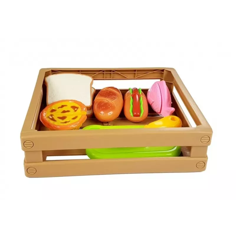 LEAN TOYS Hot-Dog Set for Cutting Ingredients in a Basket