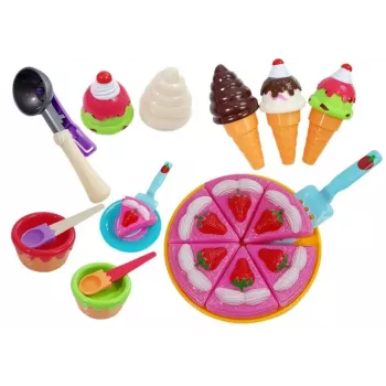 LEAN TOYS Set of Sweets Desserts Ice Cream Cookies Accessories - Pretend Play Food Set