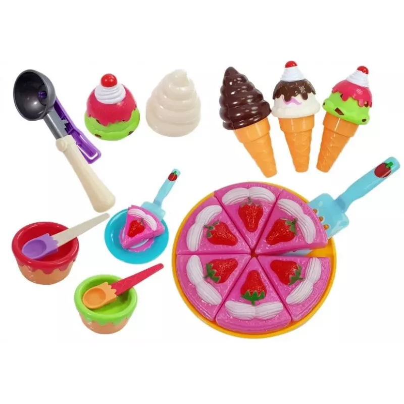LEAN TOYS Set of Sweets Desserts Ice Cream Cookies Accessories - Pretend Play Food Set
