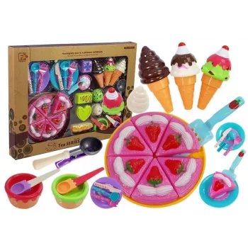 LEAN TOYS Set of Sweets Desserts Ice Cream Cookies Accessories - Pretend Play Food Set