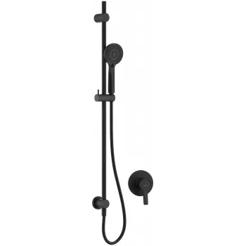 DEANTE Concealed Shower Set with Rail, Matte Black, 250x250mm Square Overhead, Arnika Series